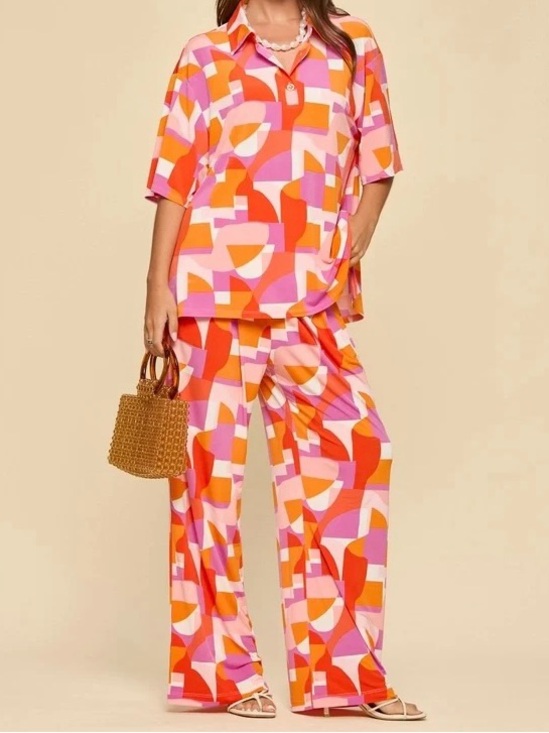 Dear Scarlett Pants - Dear Scarlett OCEAN TIDE ABSTRACT TOP + PANTS RESORT WEAR SET